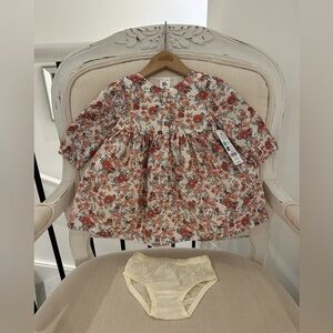 🦢 Baby 9 Mth Oshkosh Cotton Floral Spring Dress With smocking Detail NWT
